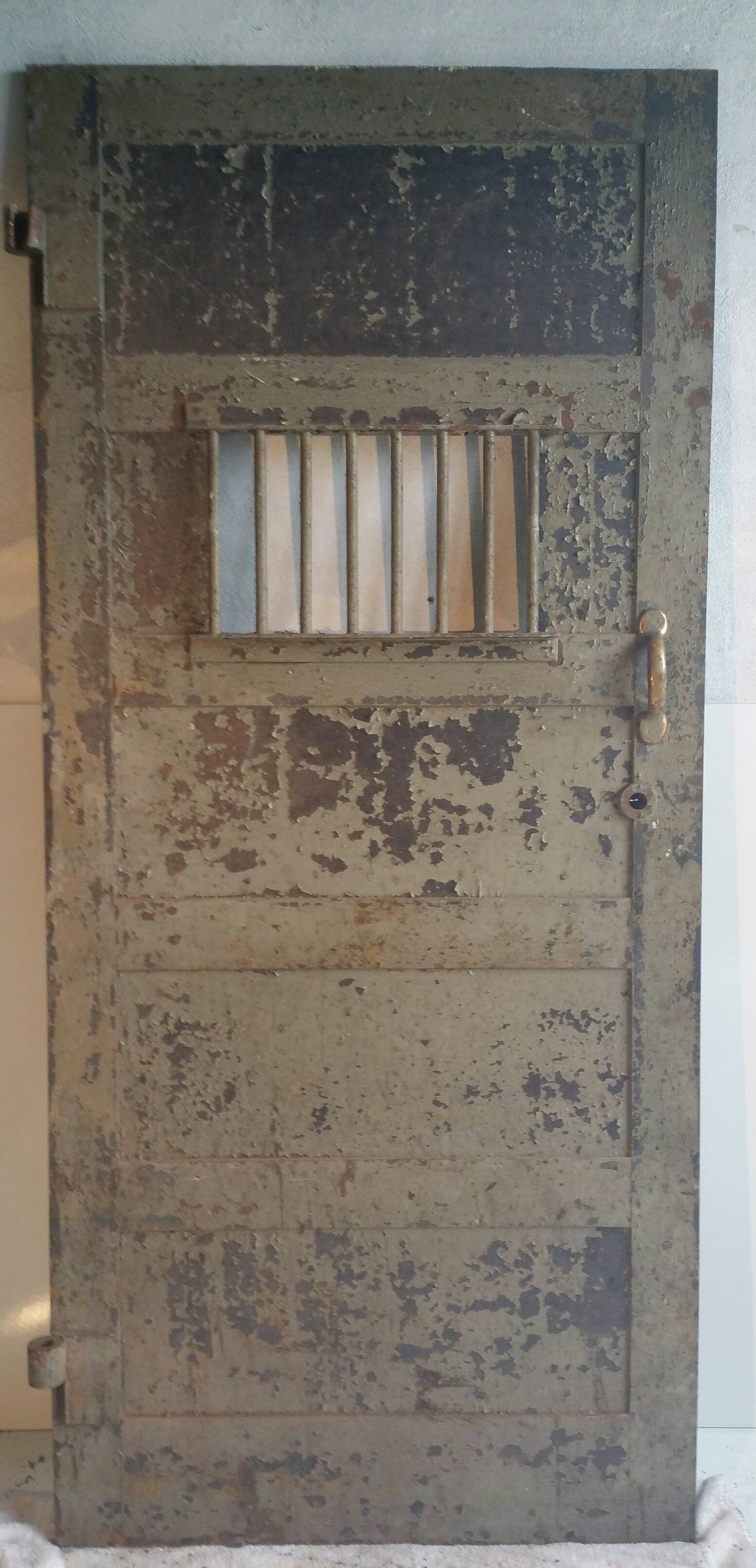 1920s Heavy Steel Prison Door In Distressed Condition In Buffalo, NY