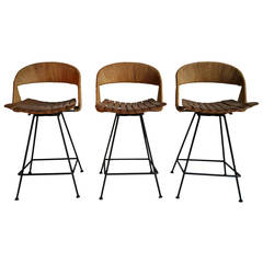 Set of Three Arthur Umanoff Swivil Bar Stools