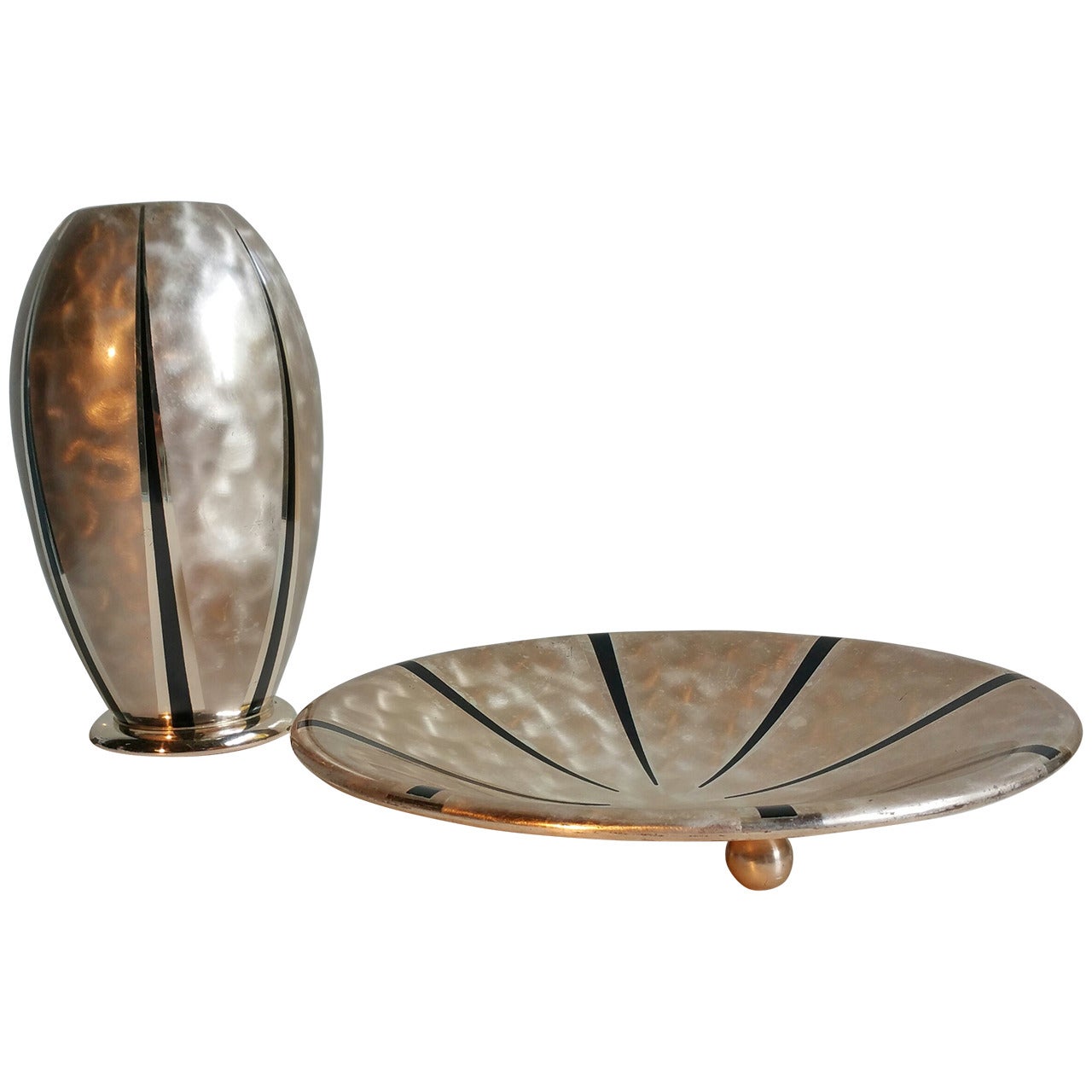 "Ikora" Tall Mixed Metal Vase and Centerpiece by WMF