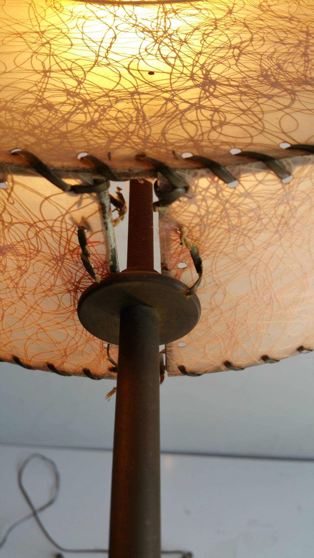 20th Century Rare Majestic Floor Lamp, Double Satellite Shades, Atomic French Design