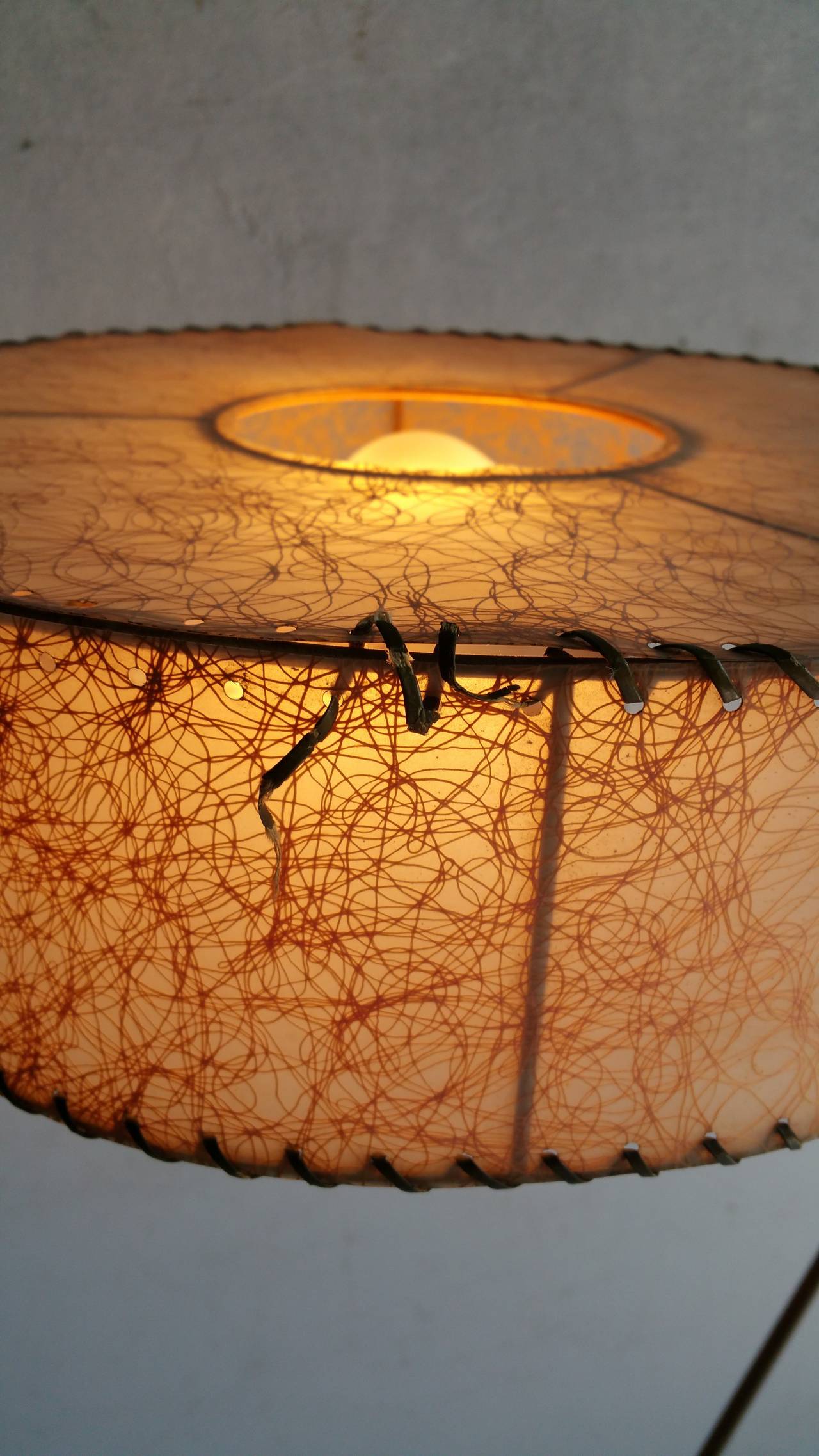 Rare Majestic Floor Lamp, Double Satellite Shades, Atomic French Design In Good Condition In Buffalo, NY