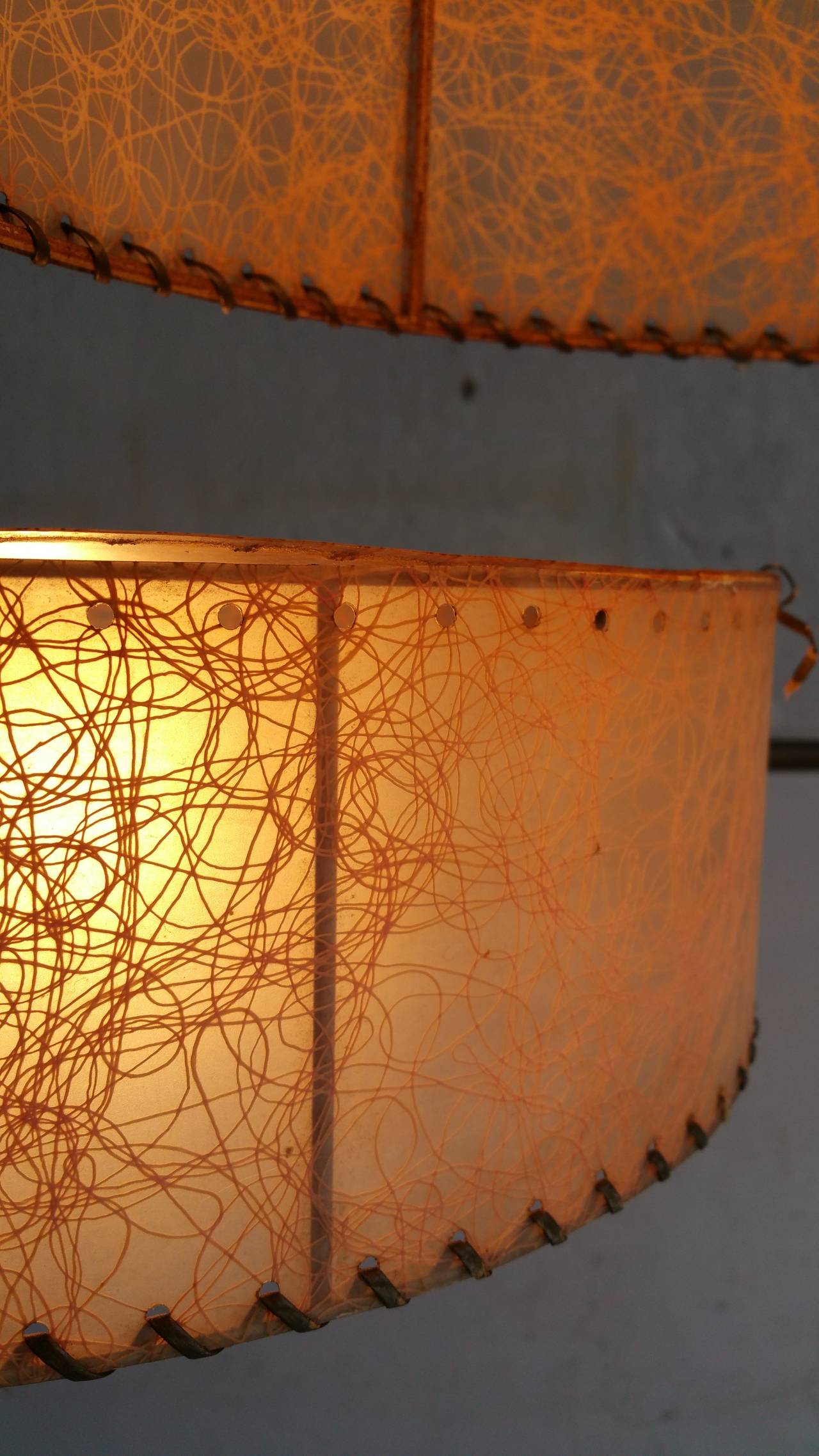 Lacquered Rare Majestic Floor Lamp, Double Satellite Shades, Atomic French Design