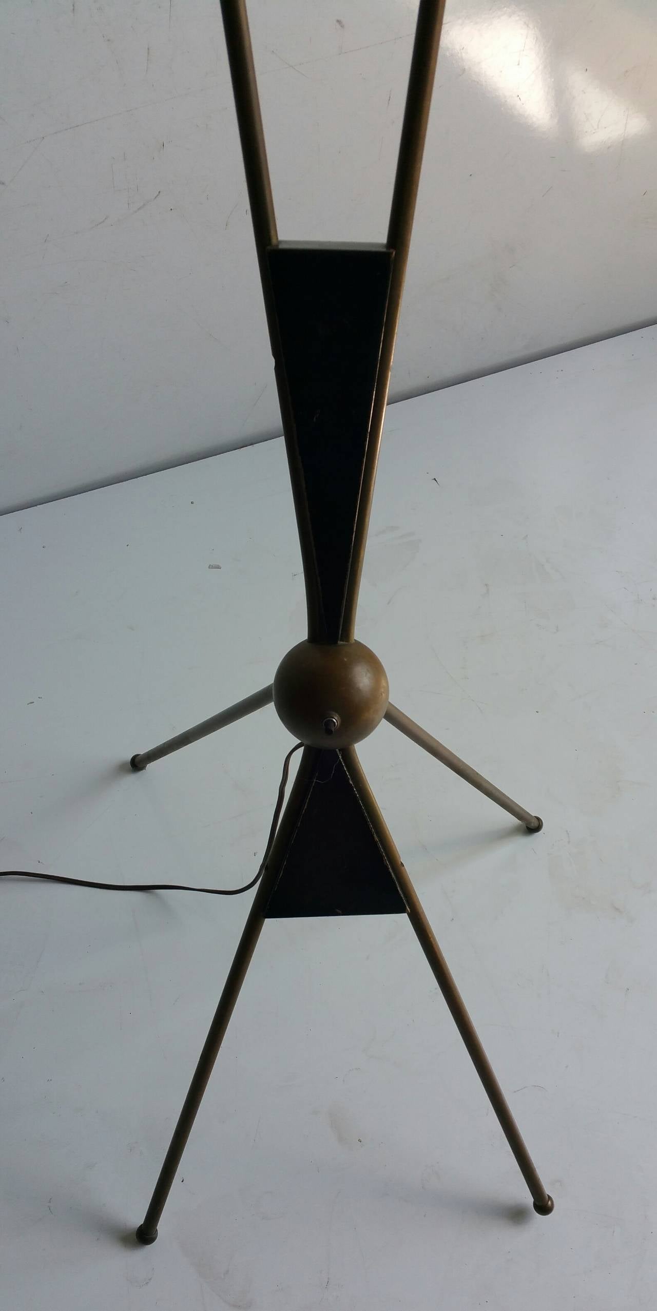 American Rare Majestic Floor Lamp, Double Satellite Shades, Atomic French Design