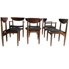 Set of Six American Danish Walnut Dining Chairs for Lane, in Manner of Finn Juhl