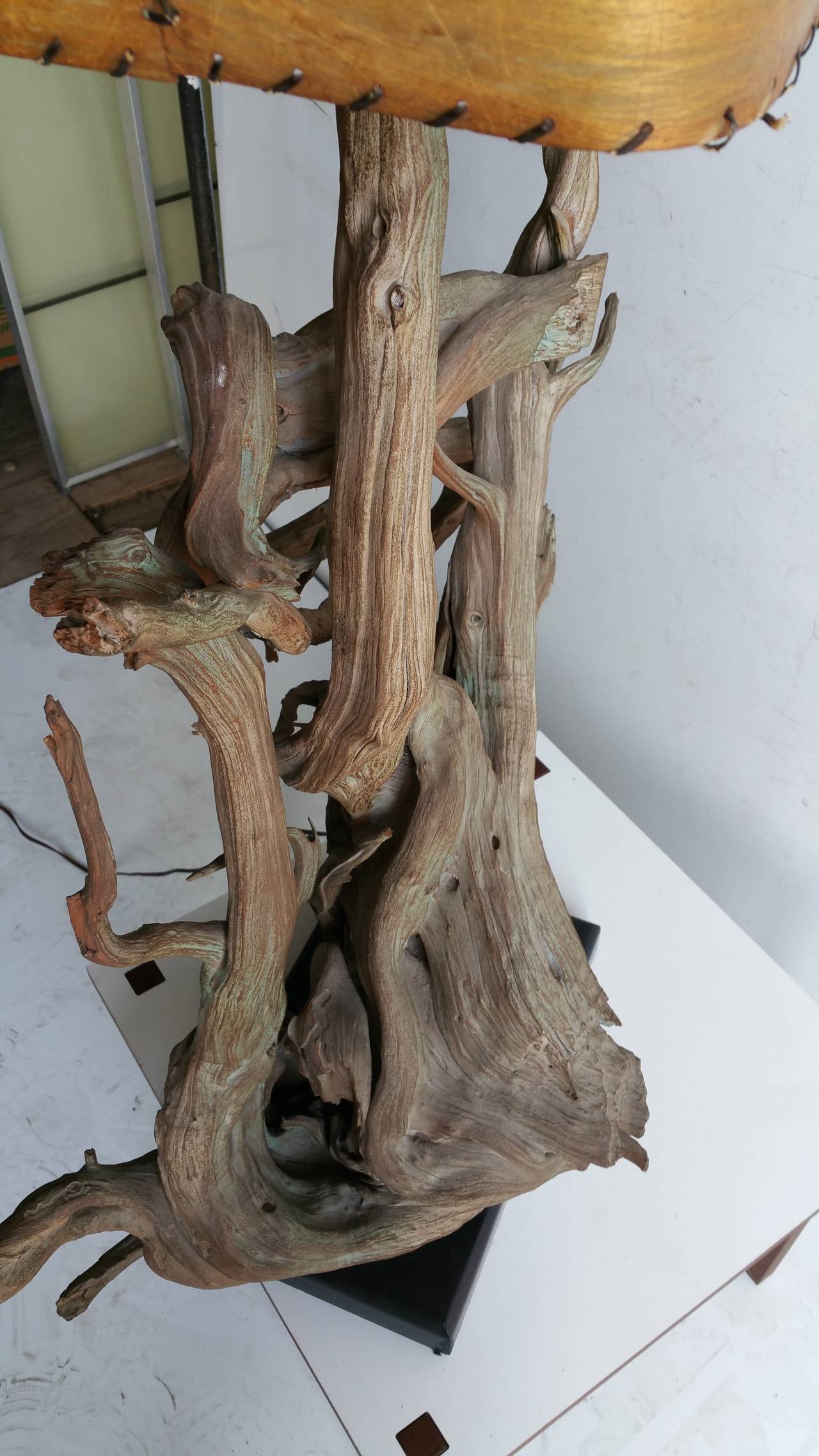 American Monumental Driftwood Lamp, Mid-Century Modern
