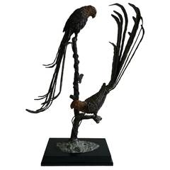 Monumental Bronze "Perched Parrots" Sculpture, Made in Italy, circa 1970s