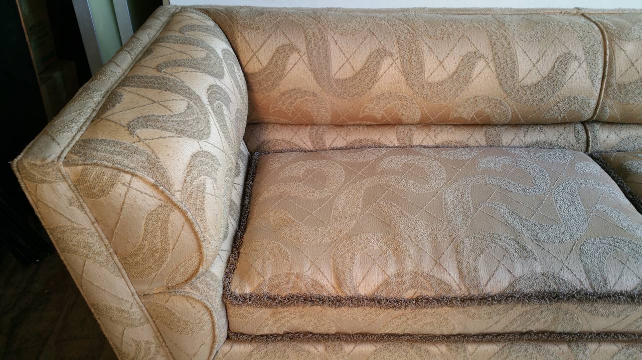 American Outstanding Art Deco Sofa Original Sculpted Brocade Fabric For Sale