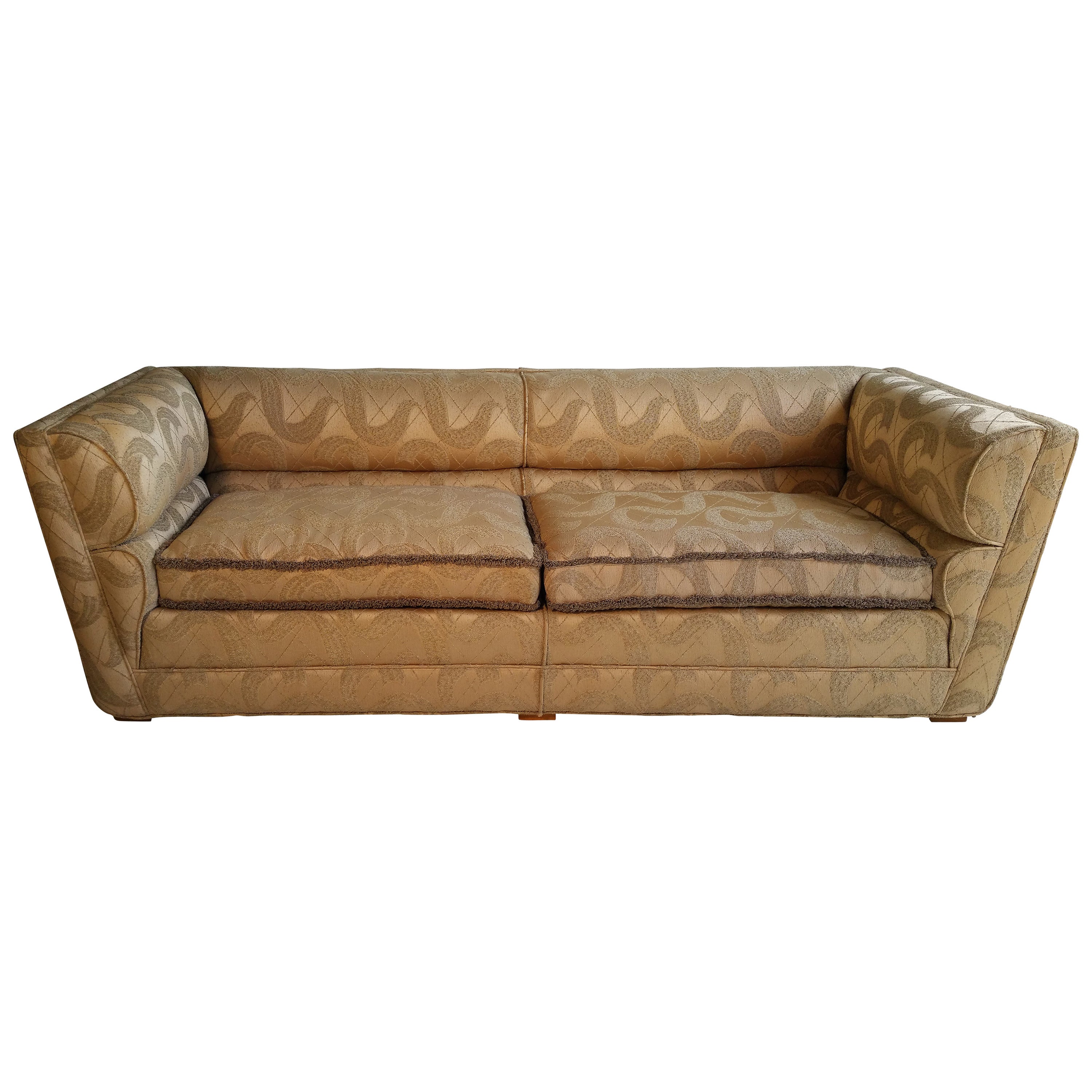 Outstanding Art Deco Sofa Original Sculpted Brocade Fabric For Sale