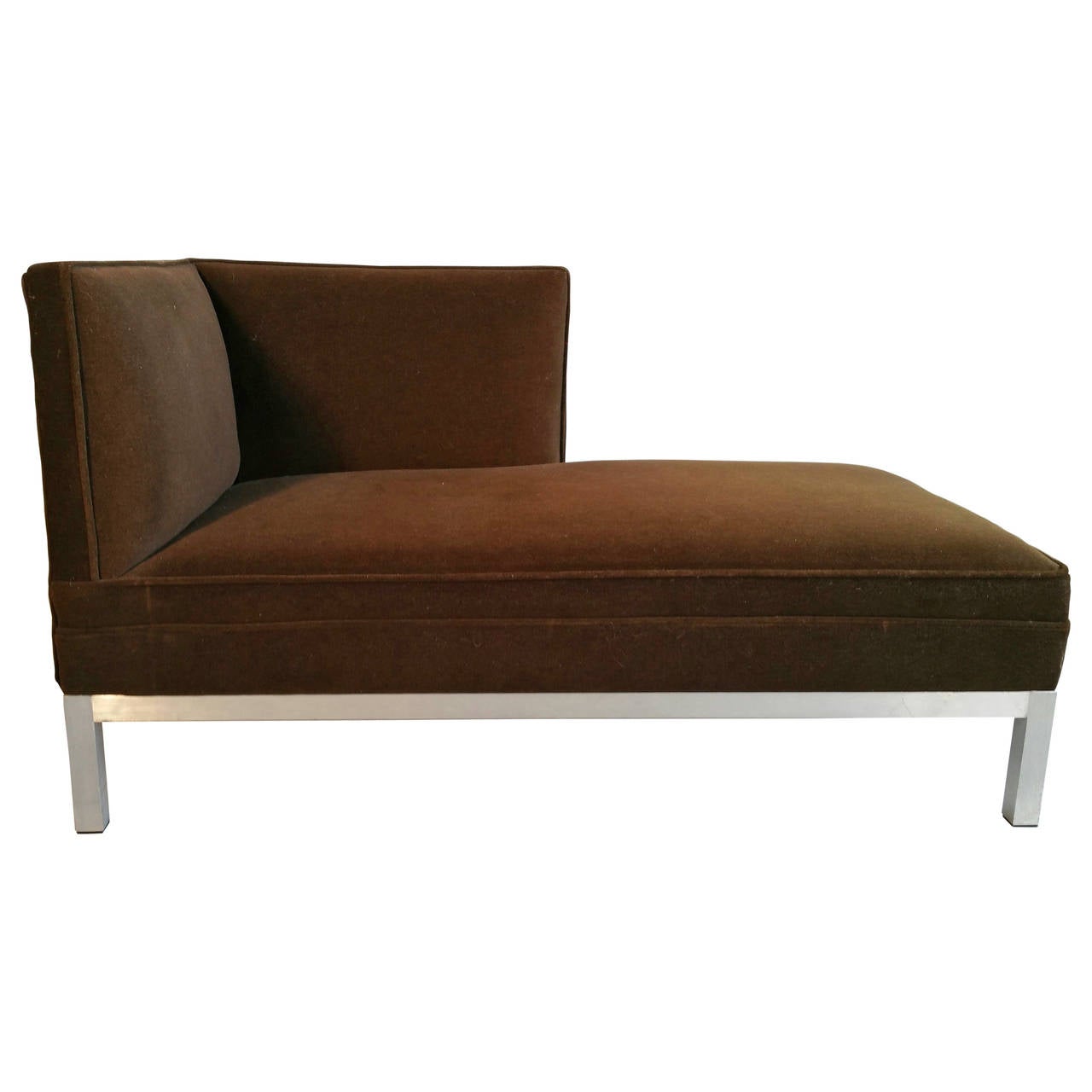 Modernist Aluminum and Velvet Chaise Lounge For Sale at 1stDibs