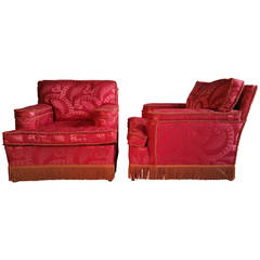Vintage Matched Pair of Oversized Art Deco Club Chairs, , , Outragious