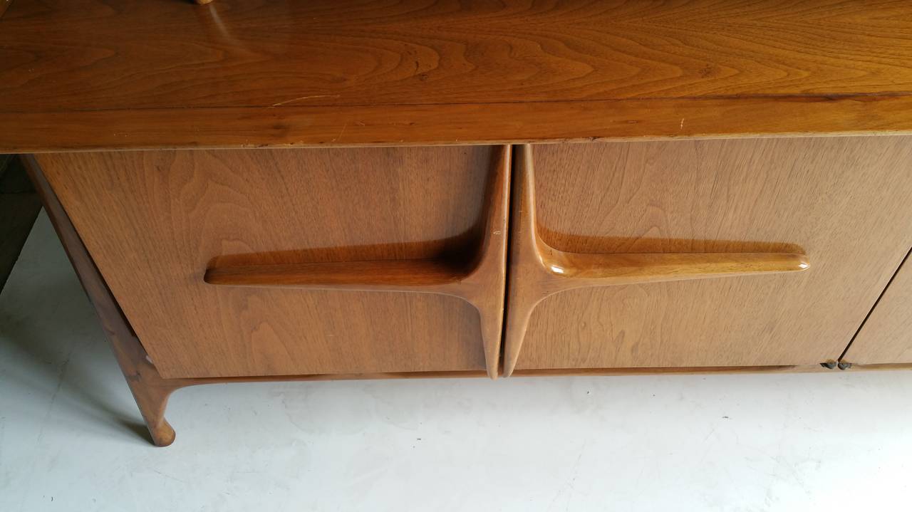 American Modernist Sculptural Sideboard with Top Cabinet For Sale