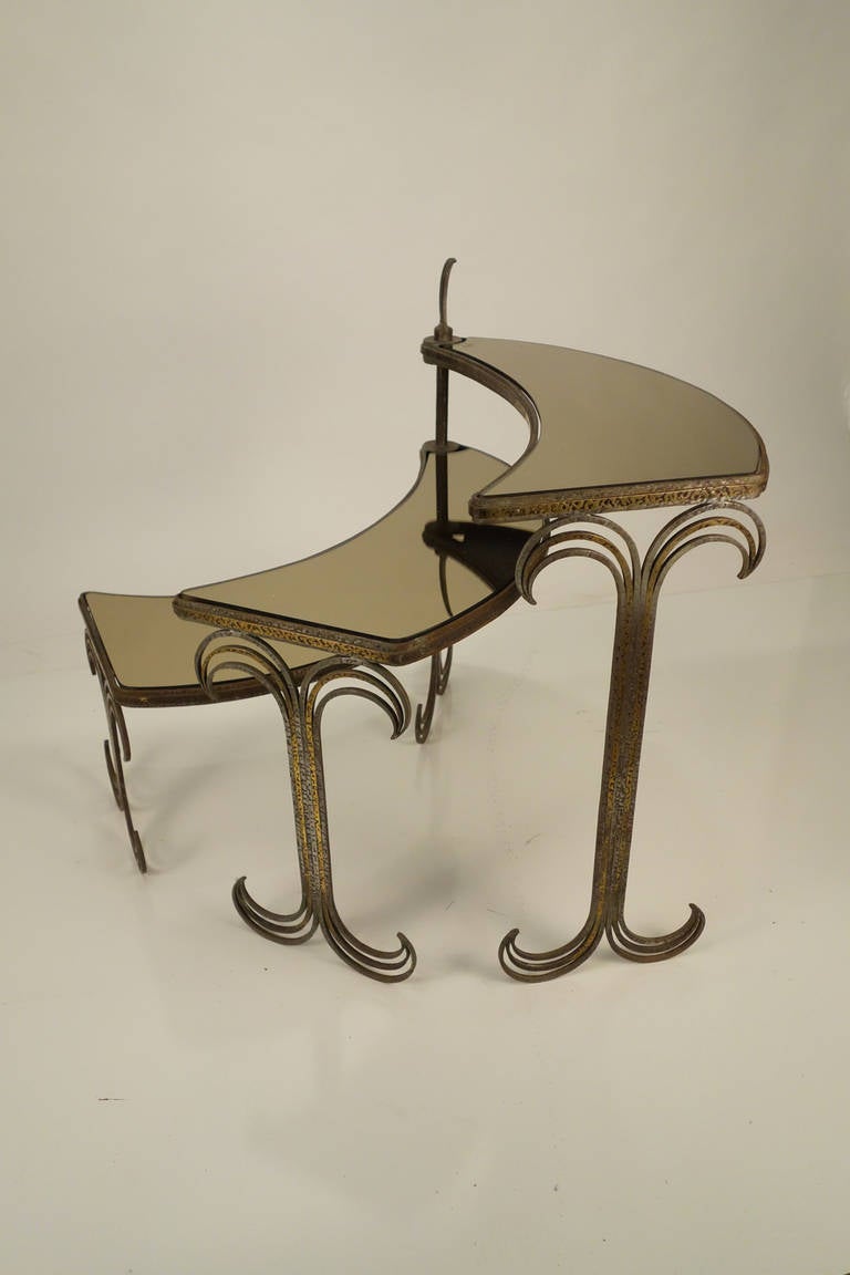 Art Deco Gilt Metal, Three Tier Table or Stand, after Edgar Brant 1