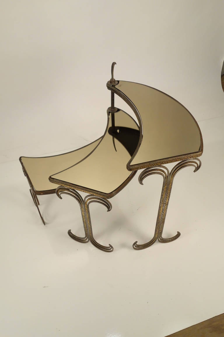 Art Deco Gilt Metal, Three Tier Table or Stand, after Edgar Brant 2