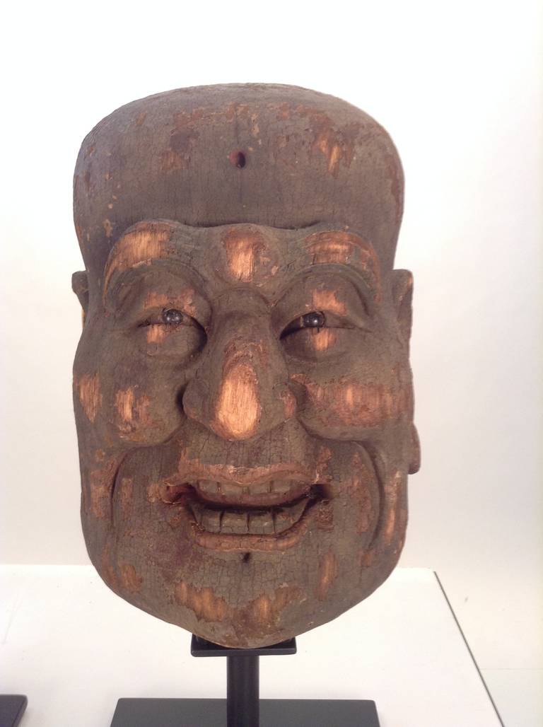 18th Century Carved Chinese Qing Heads In Distressed Condition In Buffalo, NY