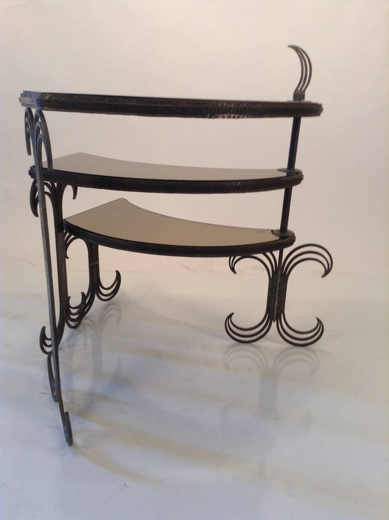 Mid-20th Century Art Deco Gilt Metal, Three Tier Table or Stand, after Edgar Brant