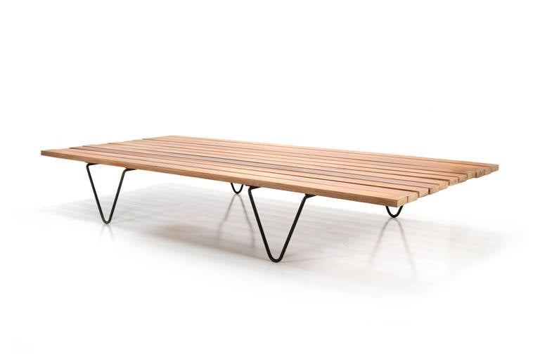 Mid-Century Modern Modernist Slat Teak Wood Bench or Daybed