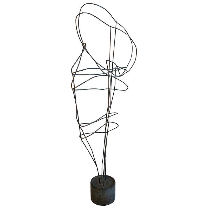 Abstract Wire Work Modern Abstract Architectural Wire Iron Sculpture Manner of Roy Gussow ...