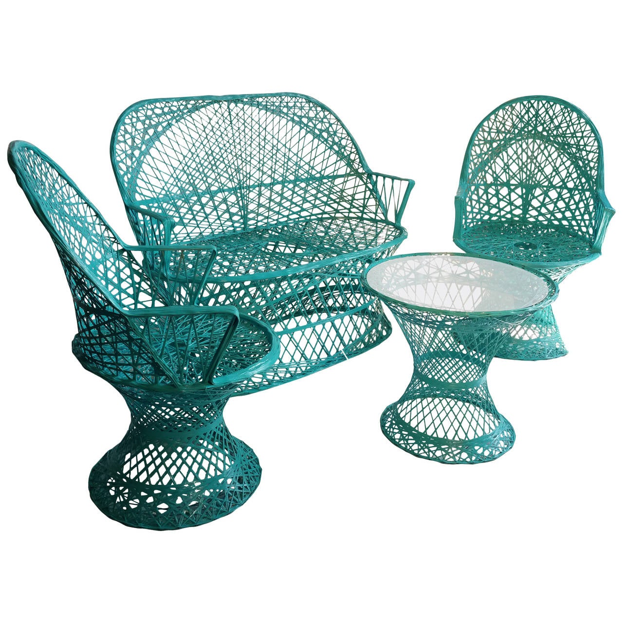 FourPiece Russell Woodard Spun Fiberglass Patio Set, Modernist at