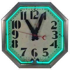 Art Déco:: horloge octogonale "Neon Ray"