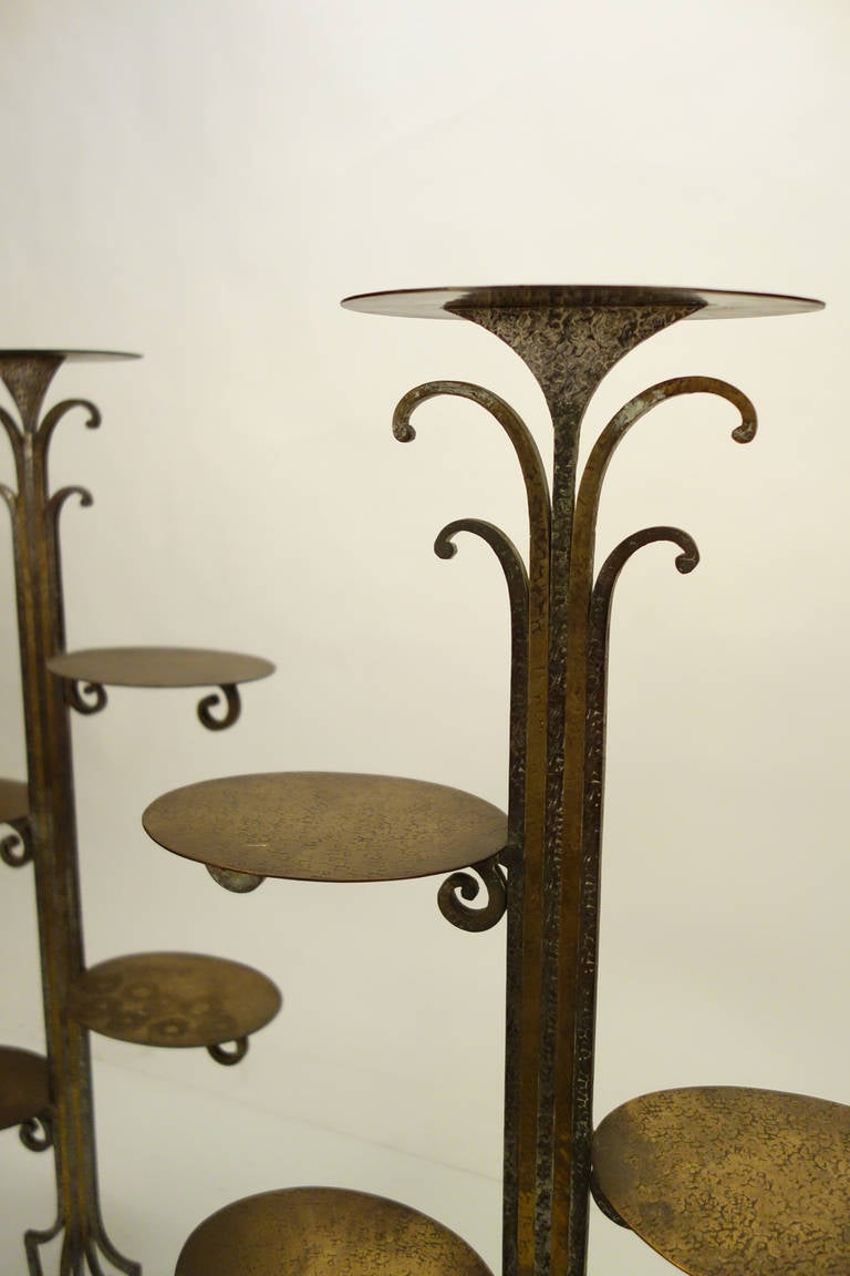 Art Deco Display Stands in Guilded Iron and Brass in the Manner of Edgar Brant For Sale at 1stDibs