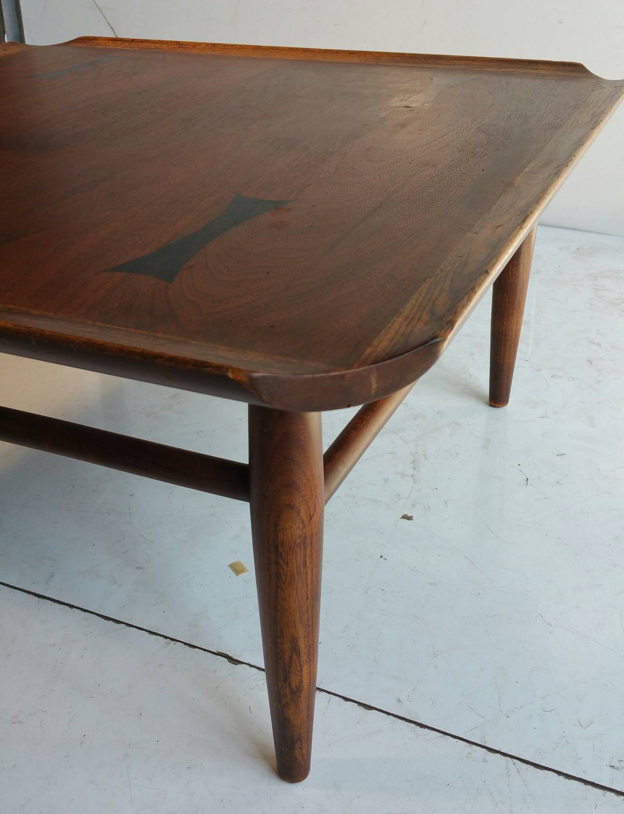 American Mid-Century Modern Walnut, Ash and Rosewood Cocktail Table