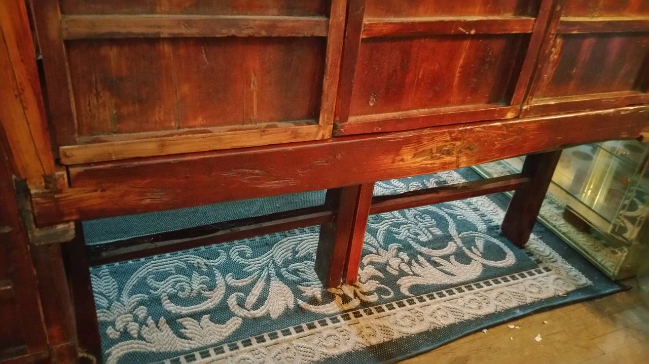 Lacquer Antique Chinese Carved Canopy Bed with Alcove For Sale