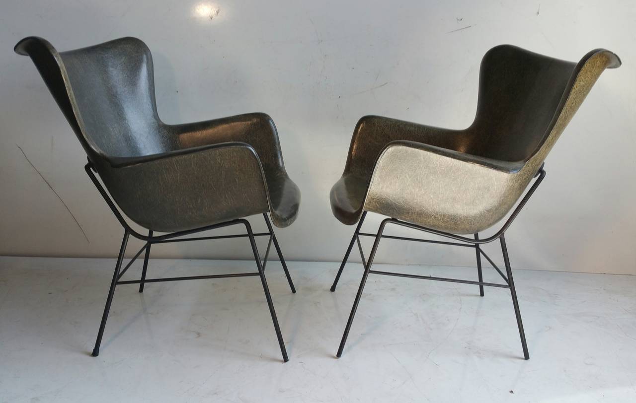 Pair of George Peabody for Selig Molded Fiberglass Lounge Chairs 2