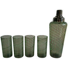 1950s Decanter or Vessel and Four Tumblers, in the Manner of Venini