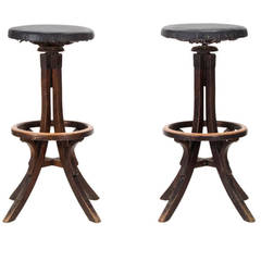 Vintage Industrial, crafts wood adjustable bar stools