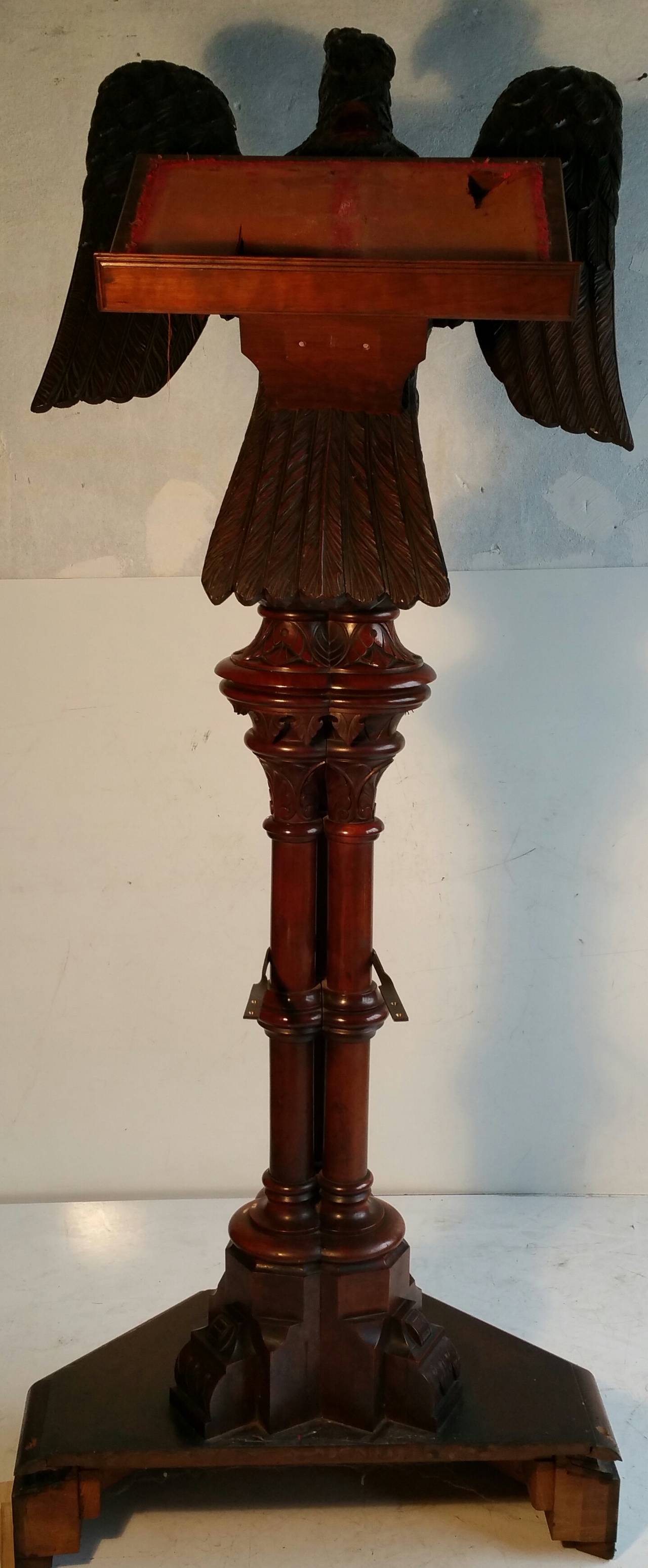 English Monumental 19th Century Carved Wood Eagle Lecturn, European
