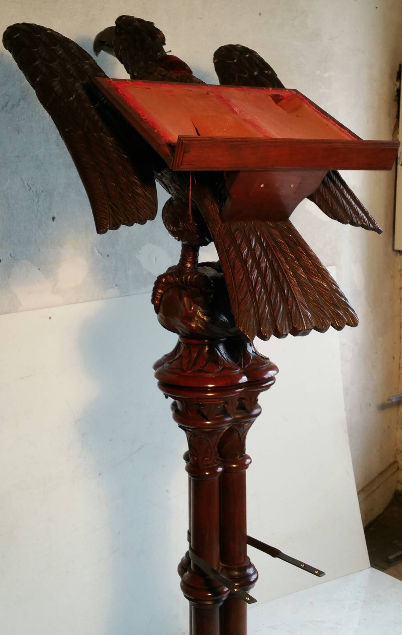 Monumental 19th Century Carved Wood Eagle Lecturn, European In Good Condition In Buffalo, NY