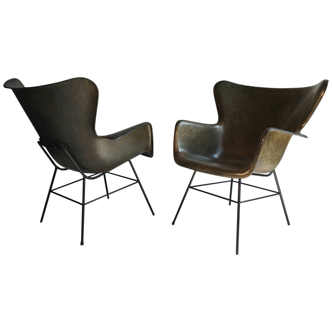 Living Room Lounge Chairs Sale pair of luther conover molded fiberglass lounge chairs for sale at 1