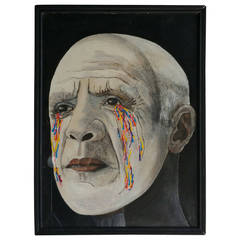 Surealist Painting "Crying Picasso, " Oil on Board by Suzi Milan