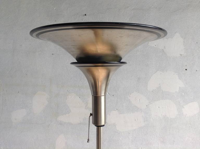 Machine Age Art Deco Torchiere Two-Tiered Aluminum, Miller Company In Good Condition In Buffalo, NY