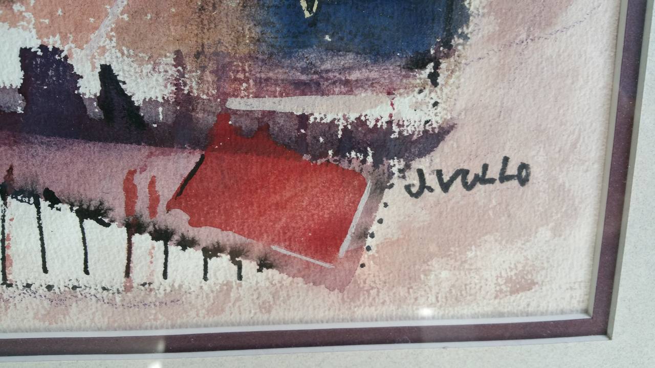 Modernist Abstract Watercolor by James Vullo, Albright Knox In Good Condition In Buffalo, NY