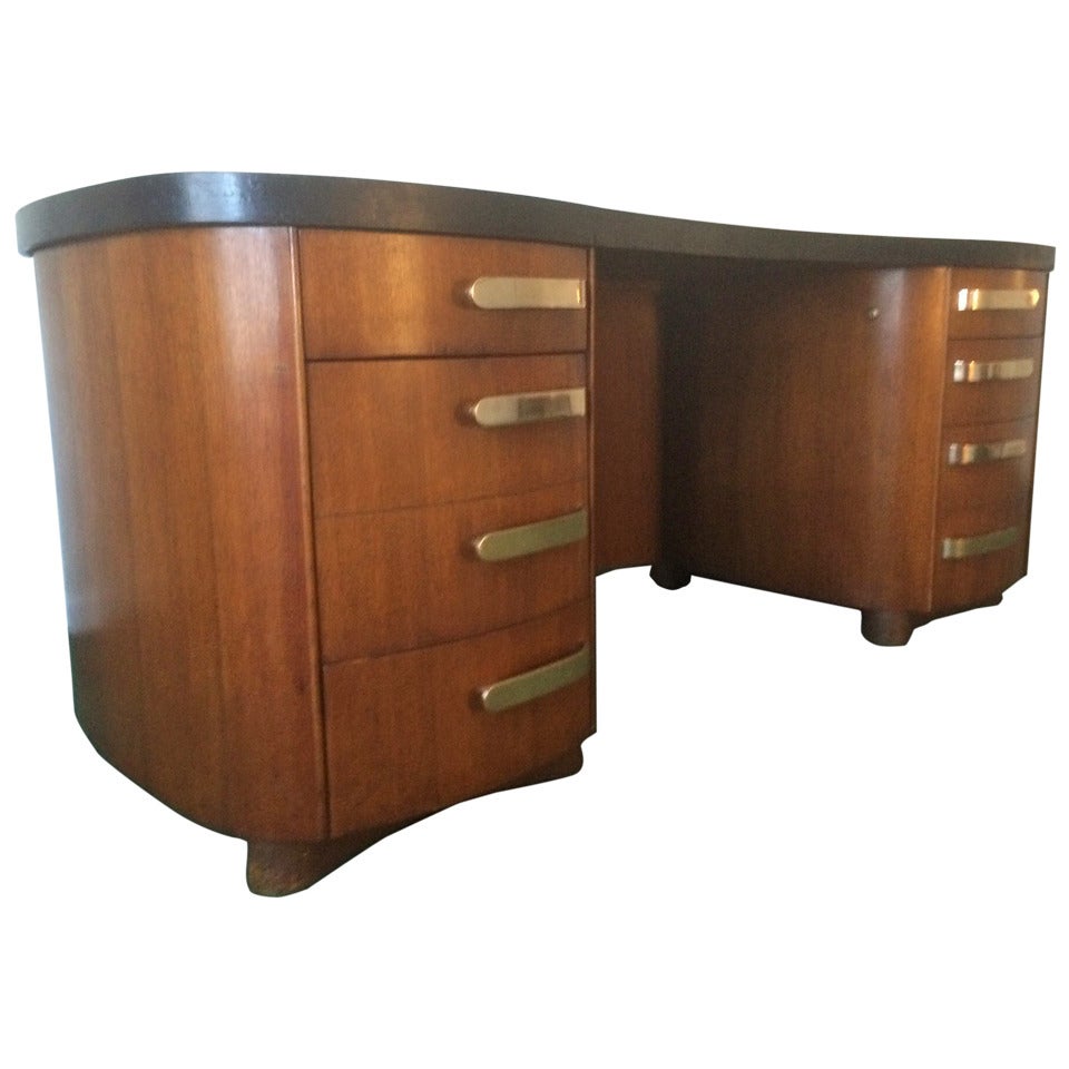 Streamline Art Deco Executive Desk by Stow and Davis For Sale at 1stDibs