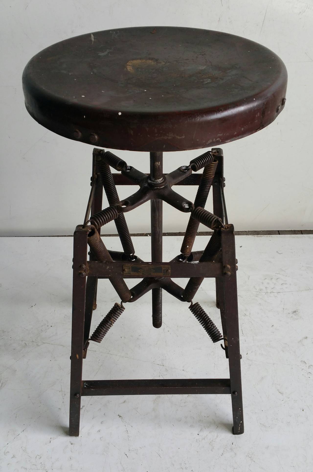 American Rare Eight Spring Antique Industrial Stool