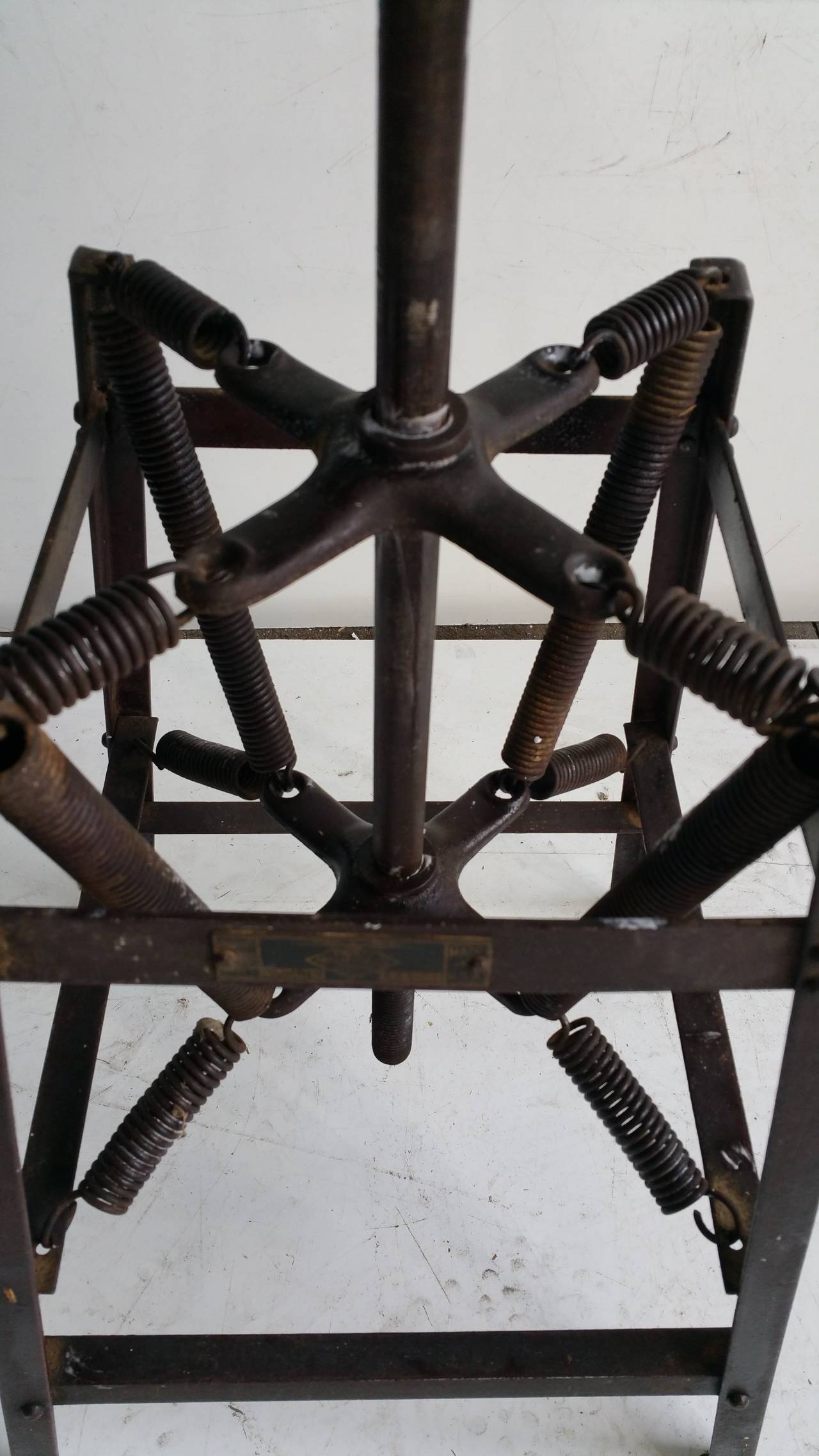 Antique, turn of the century cast iron dental stool, adjustable height, from approximate 22