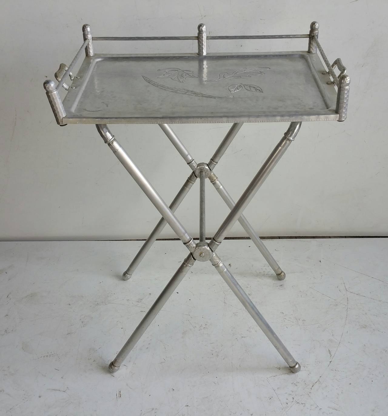 20th Century Everlast Polished Aluminum Folding Bar Tray Table
