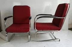 Matched pair Chromed Steel Art Deco Springer Chairs, , LLoyd Mnfg Co.