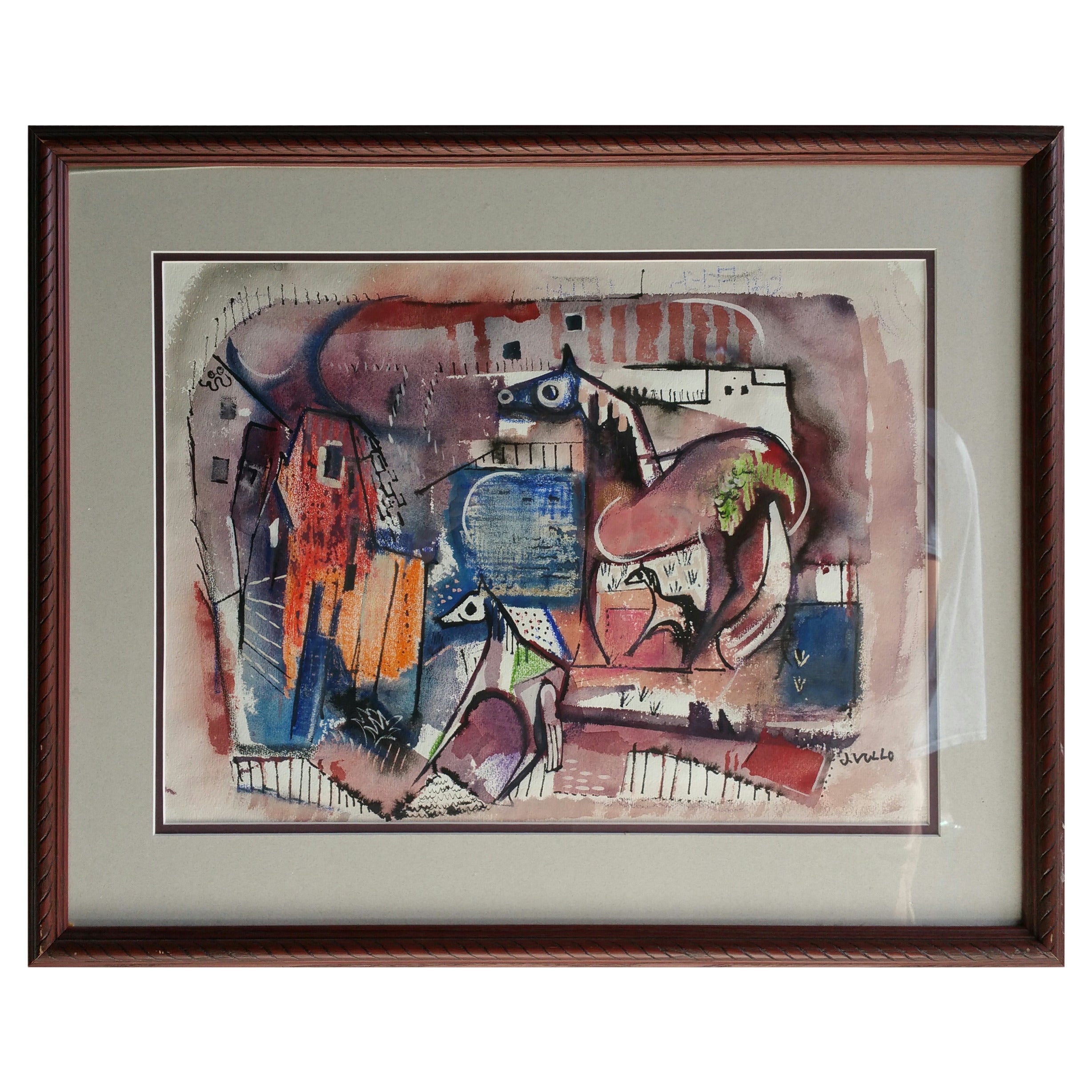 Modernist Abstract Watercolor by James Vullo, Albright Knox