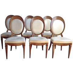 Set of Six Burl Wood Dining Chairs by Mastercraft