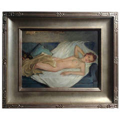 Used American School Reclining Nude Painting by Frank C. Bensing