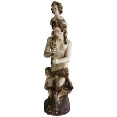 Large Antique Carved Wood Sculpture,, "Pan" (GOD) 1