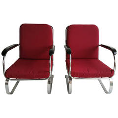 Vintage Matched pair Chromed Steel Art Deco Springer Chairs, , LLoyd Mnfg Co.