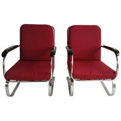 Paire assortie de chaises Springer Art Déco en acier chromé, LLoyd Mnfg Co.
