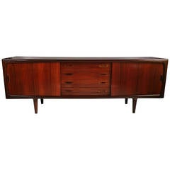 Organic Brazilian Rosewood Sideboard/ credenza by H P Hansen, Denmark