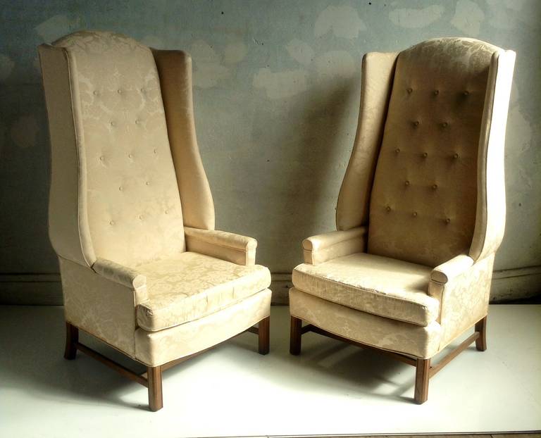 American Monumental Oversized Stylized Wing Chairs Tall 