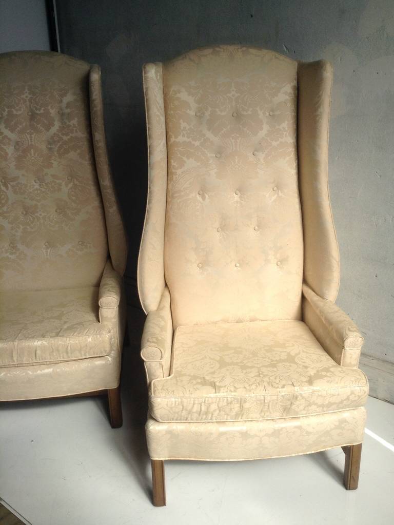Monumental Oversized Stylized Wing Chairs Tall 