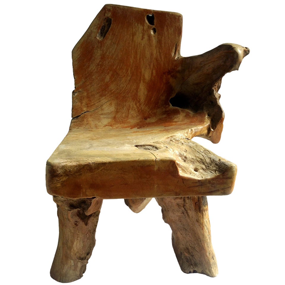 Exceptional Redwood Burl Chair with Free Edge